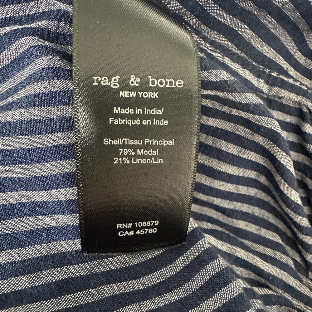 RAG & BONE Mimi Stripe Linen Blend Blouse Sz S - Picture 10 of 11
